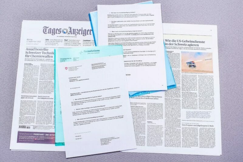 Zeitungsbericht über den Verstoss bei einer Exportkontrolle