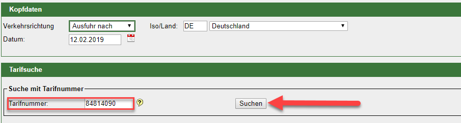 Tares Website Zolltarifnummer