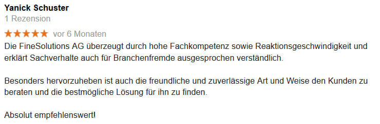 Zollbertung Finesolutions Kundenstimme