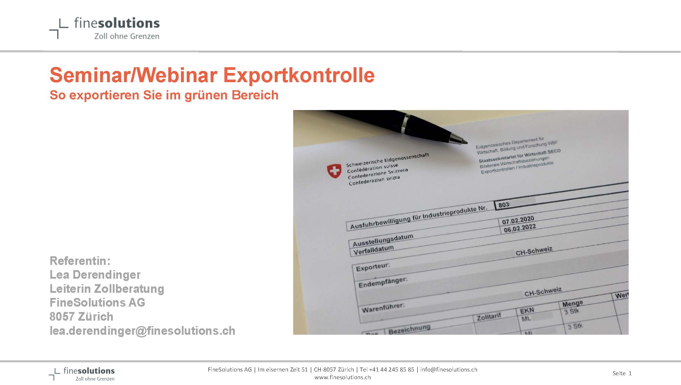 Folie 1 aus Präsentation des Seminars Export­kon­trolle