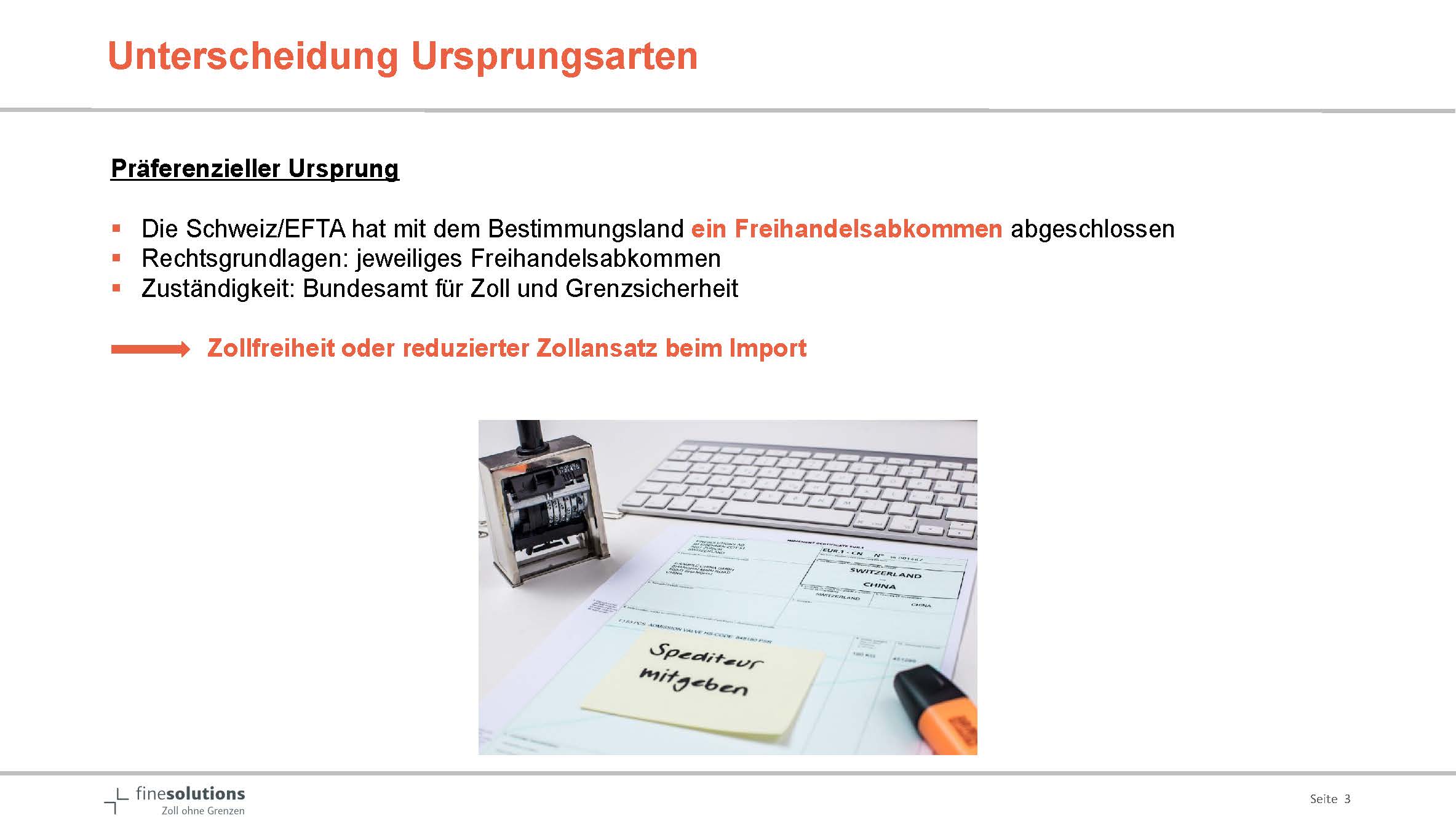 Folie 3 aus Präsentation des Seminars Präferen­zi­eller Warenursprung