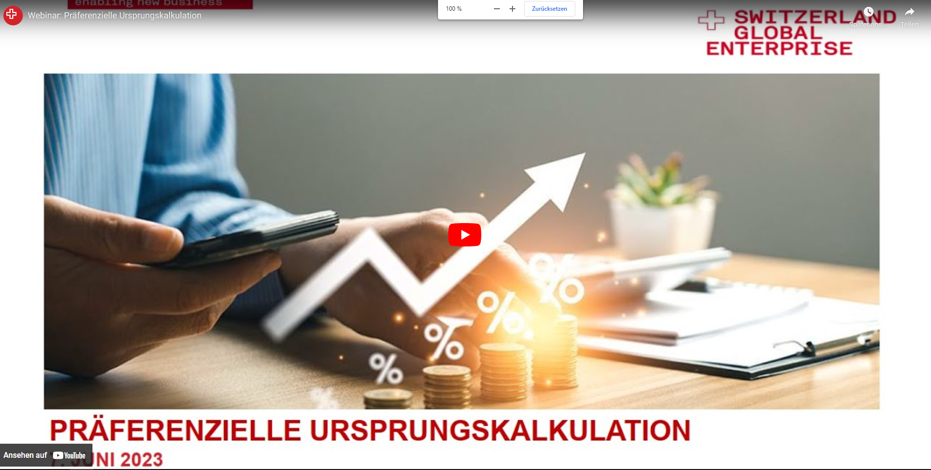 Screenshot vom Thumbnail des Kurzseminars zur Präferenziellen Ursprungskalkulation