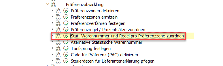Stat. Warennummer und Regel pro Präferenzzone zuordnen