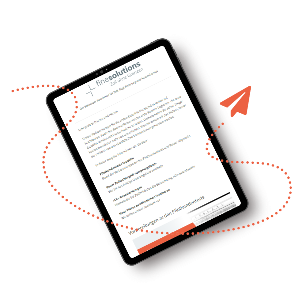 Bild eines Tablets, auf dem der finesolutions Newsletter ist