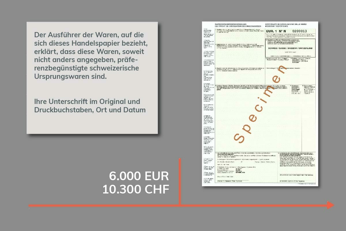 Wertgrenze Präferenznachweis Ursprungserklärung EUR.1