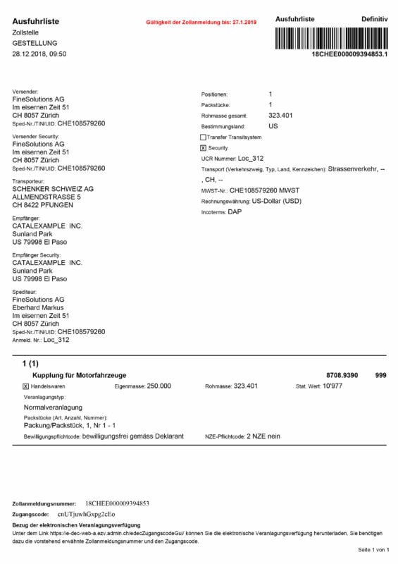 Ausfuhrliste Zur Zollanmeldung | FineSolutions AG